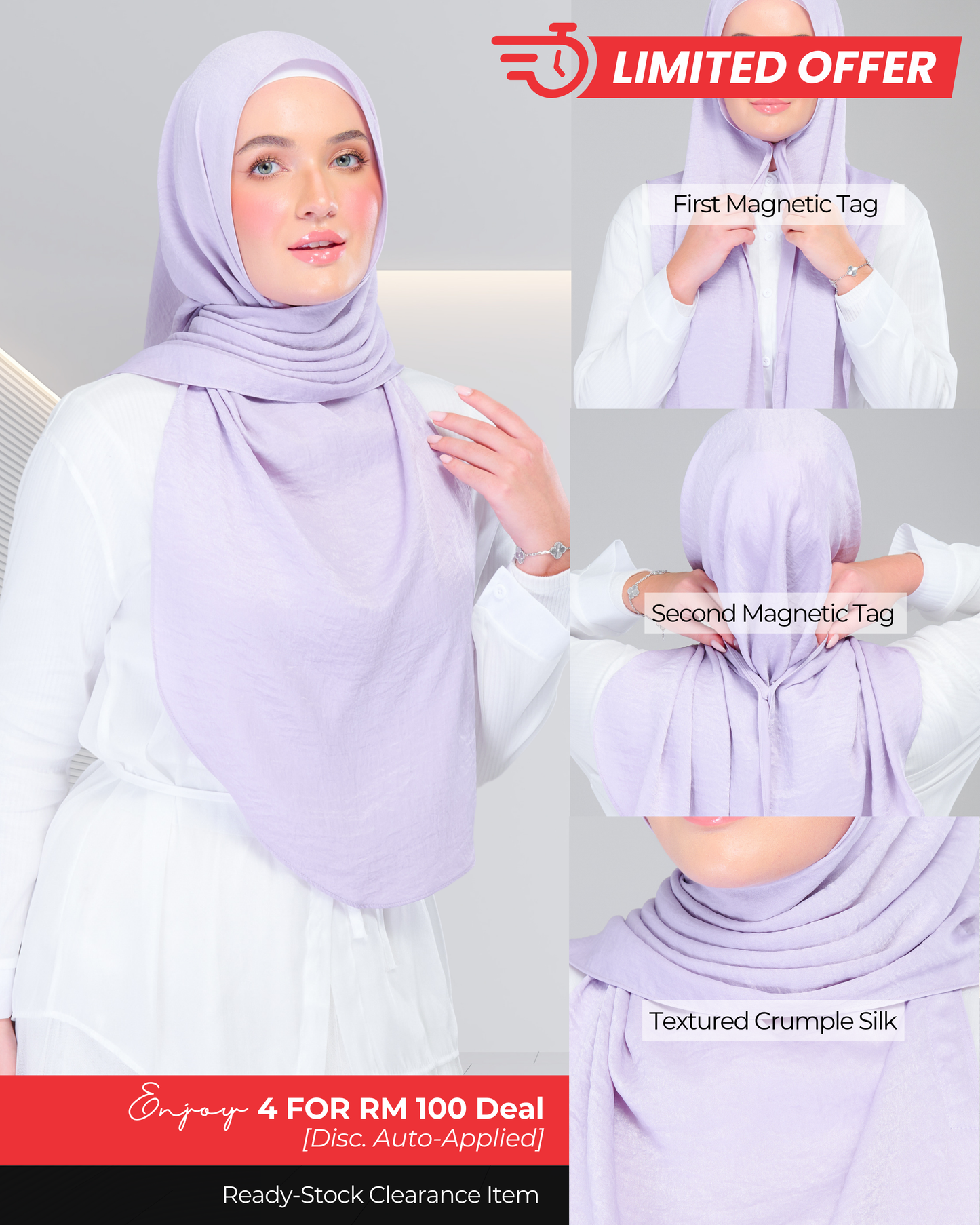 [Clearance Ready Stocks] Instant Tag n' Go | Textured Silk in Lilac