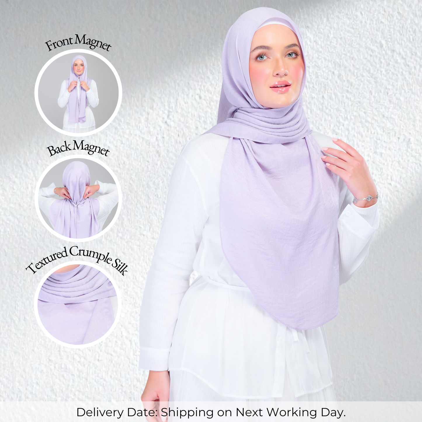 Instant Tag n' Go Shawl | Textured Silk in Lilac