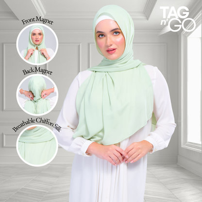 [As-Is] Instant Tag n' Go Shawl l Chiffon Silk in Lime Green