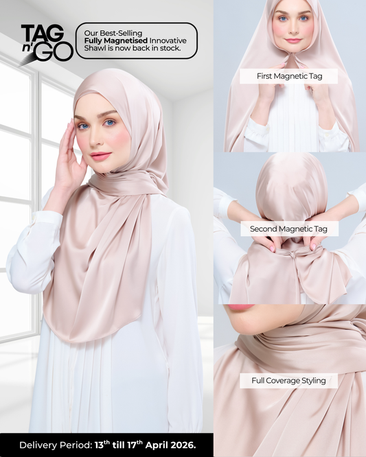 Instant Tag n' Go Shawl | Satin Silk in Linen Taupe