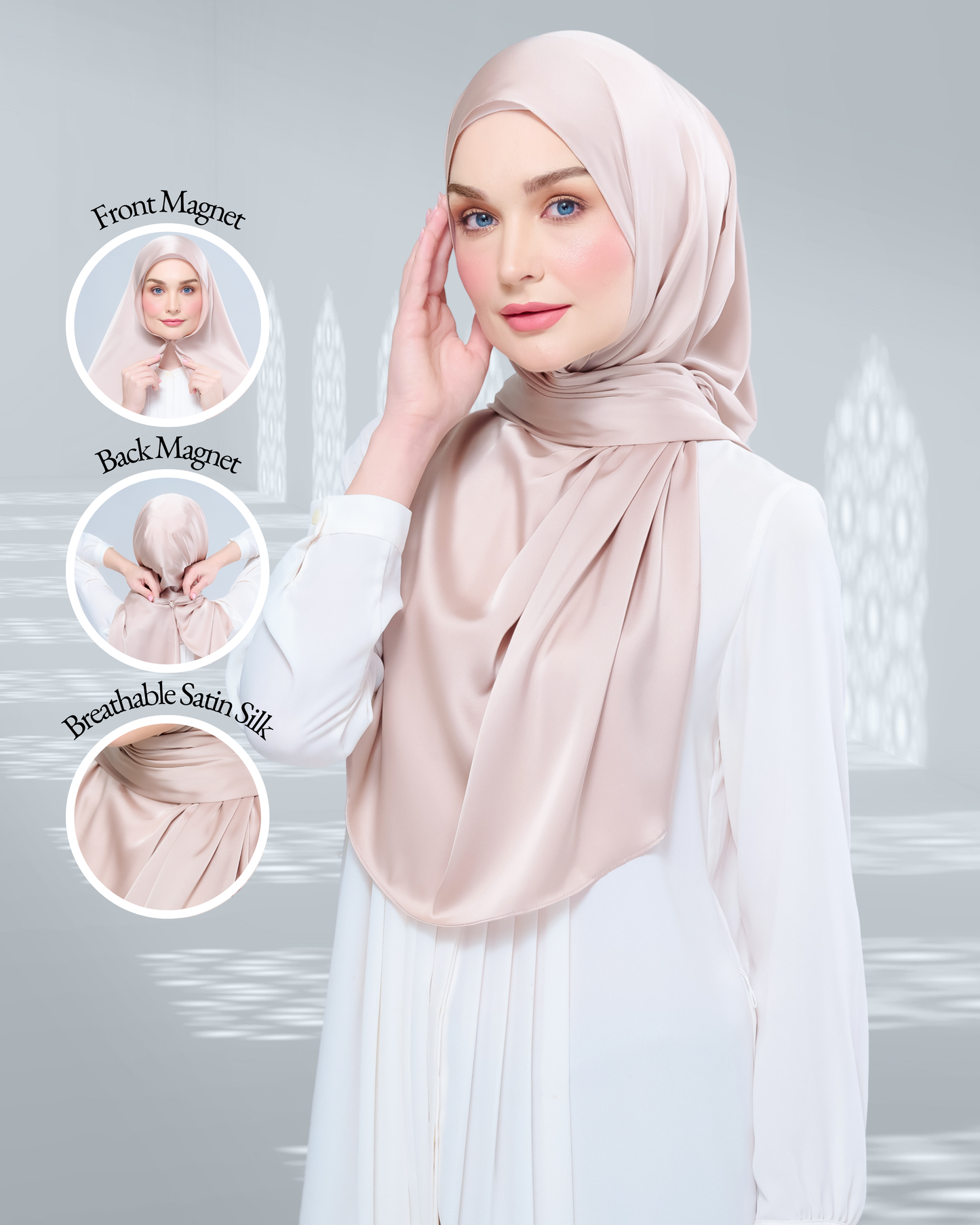 [As-Is] Instant Tag n' Go Shawl l Satin Silk in Linen Taupe