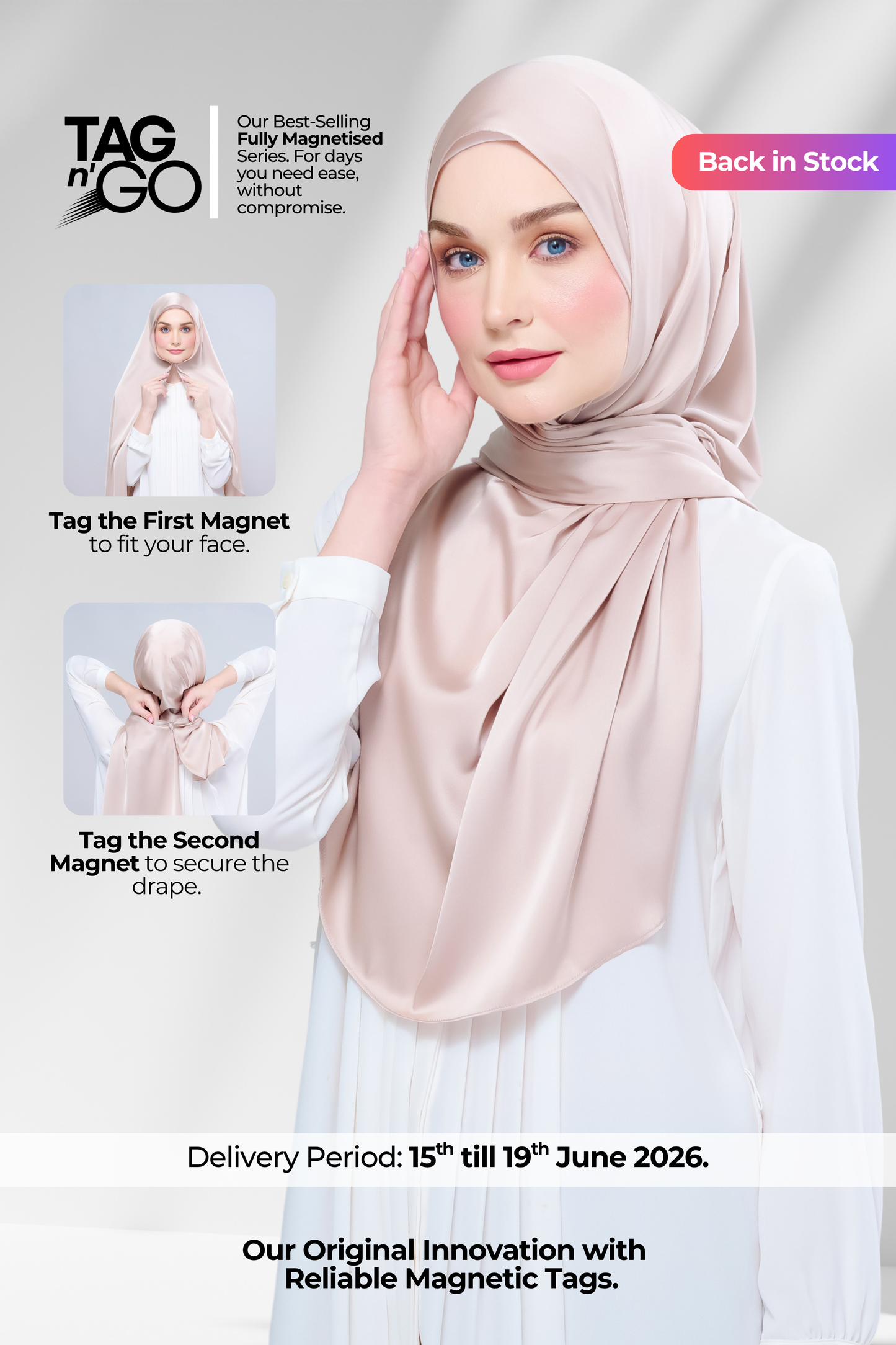 Instant Tag n' Go Shawl | Satin Silk in Linen Taupe
