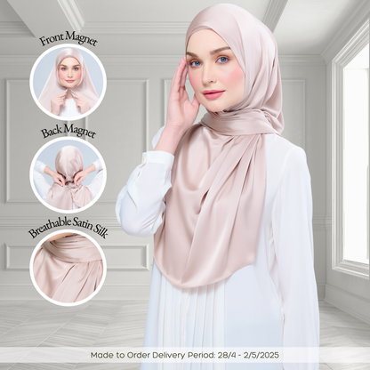 [As-Is] Instant Tag n' Go Shawl l Satin Silk in Linen Taupe