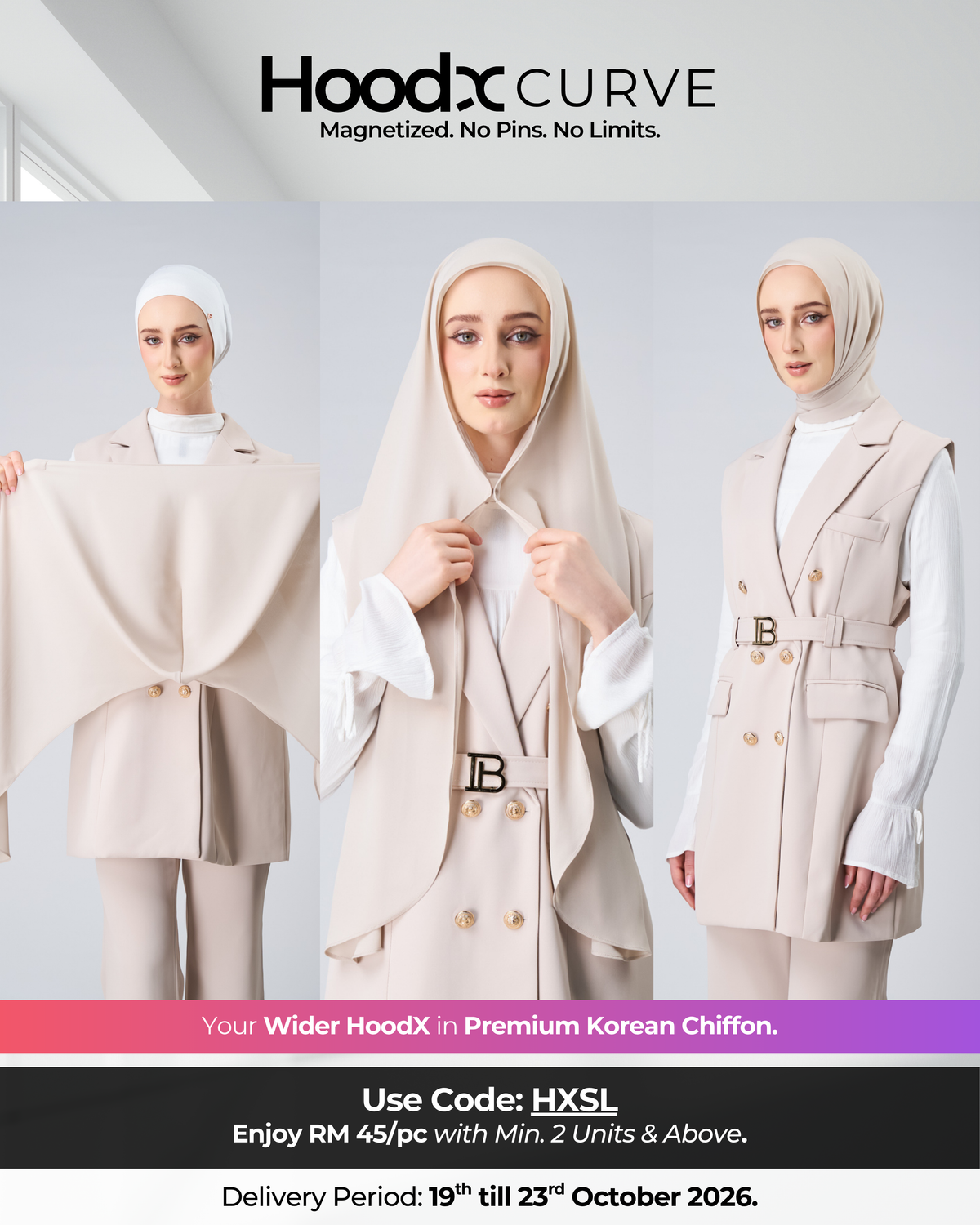 HoodX Curve in Linen Dust [Korean Chiffon]