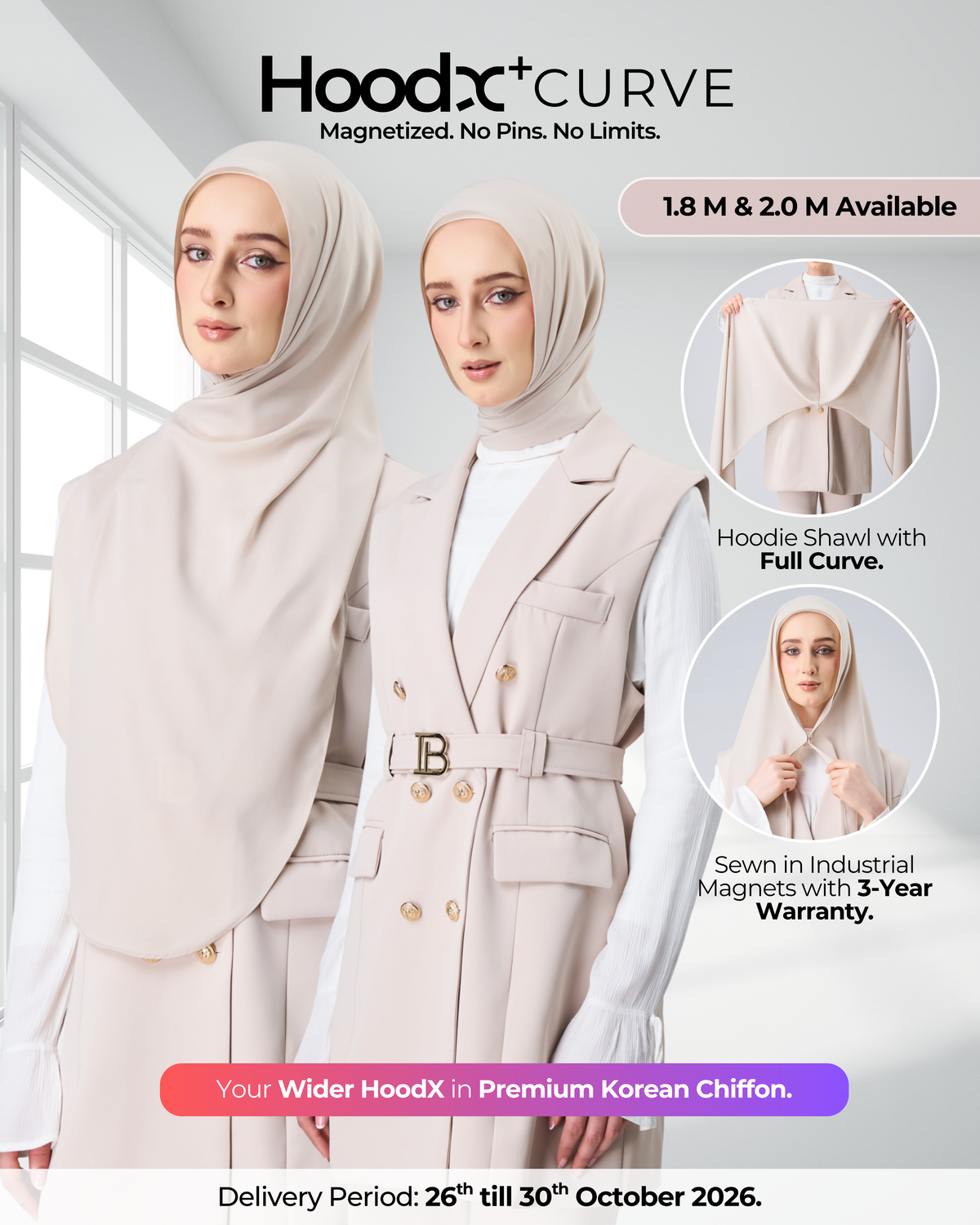 HoodX⁺Plus Curve in Linen Dust [Korean Chiffon]