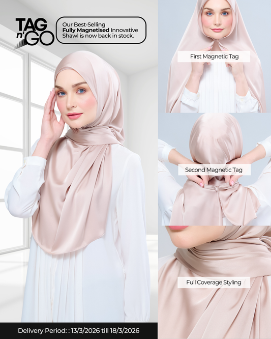 Instant Tag n' Go Shawl | Satin Silk in Linen Taupe