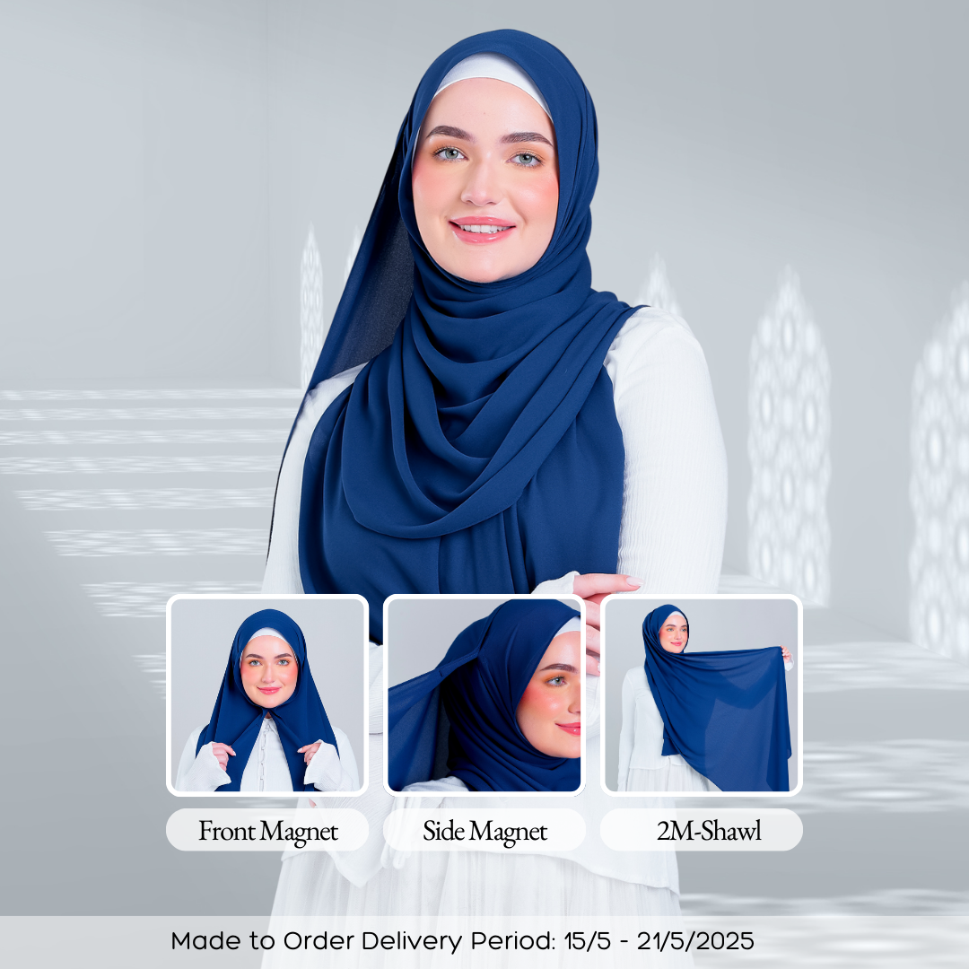 Tag n' Go Max [2M] | Premium Korean Chiffon in Midnight Blue