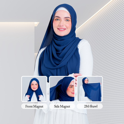 [As-Is] Tag n' Go Max [2M] | Premium Korean Chiffon in Midnight Blue