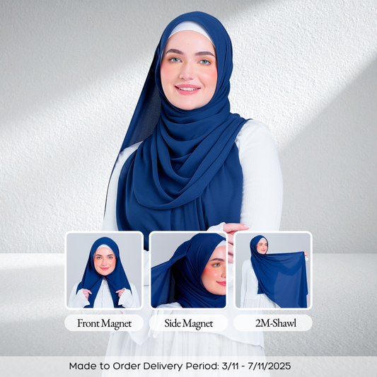 Tag n' Go Max [2M] | Premium Korean Chiffon in Midnight Blue