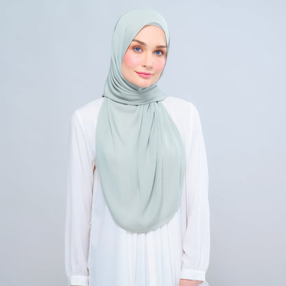 [As-Is] Instant Tag n' Go Shawl l Chiffon Silk in Matcha Green