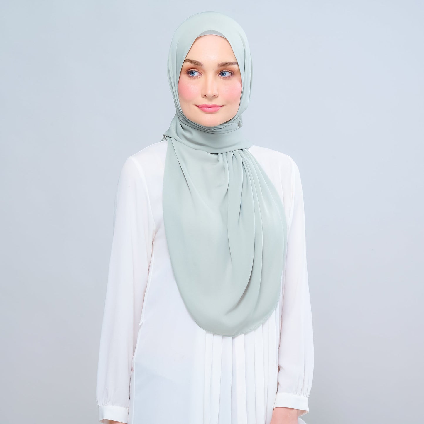[As-Is] Instant Tag n' Go Shawl l Chiffon Silk in Matcha Green