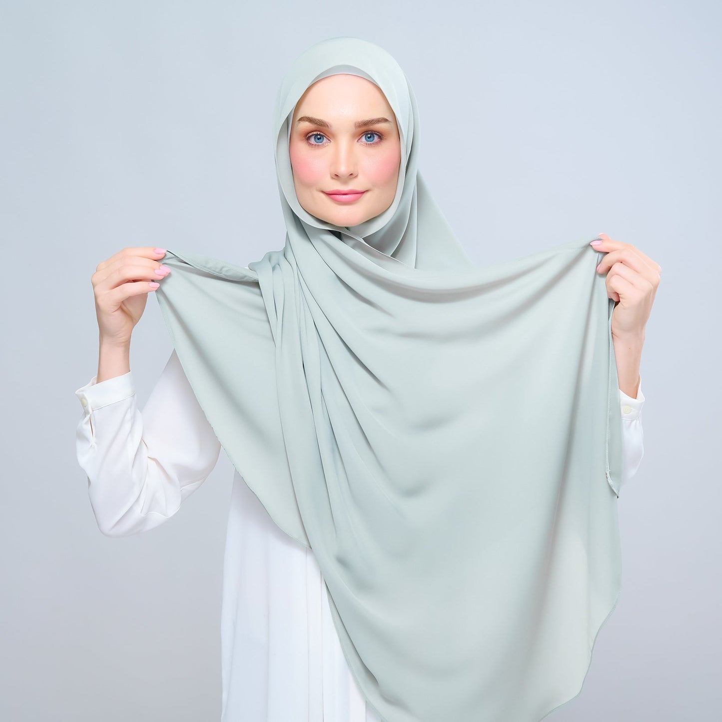 [As-Is] Instant Tag n' Go Shawl l Chiffon Silk in Matcha Green