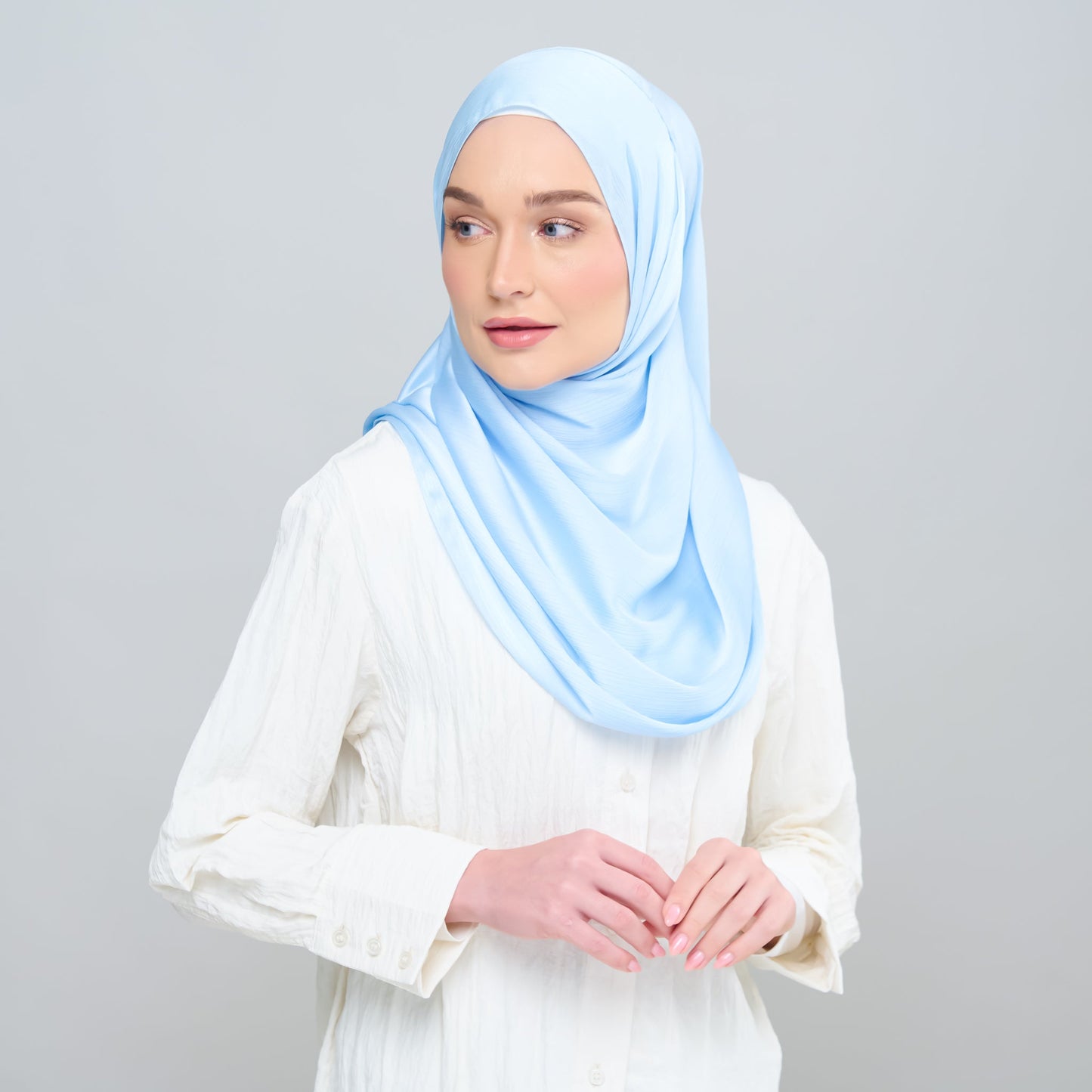 [As-Is] Medina Silk Shawl in Frozen Blue