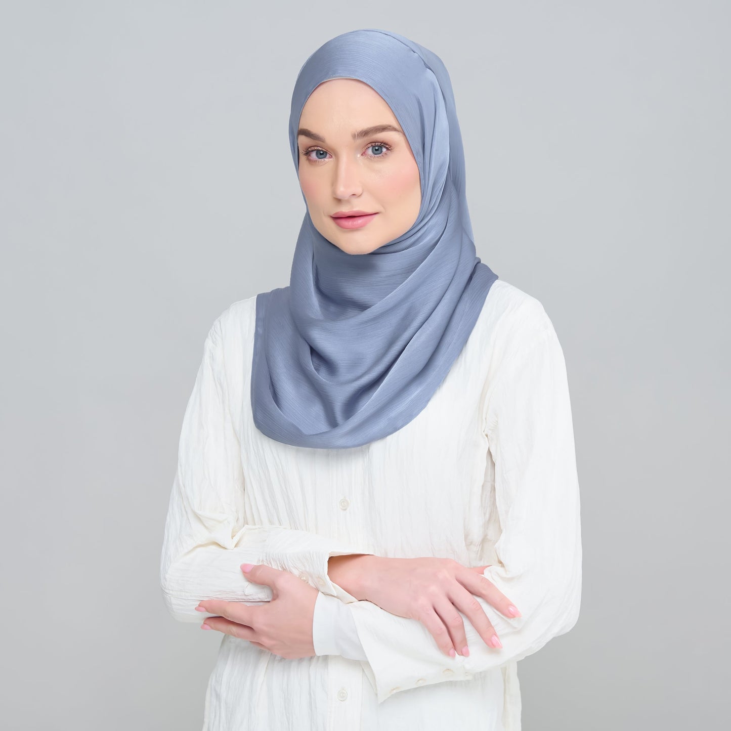 [As-Is] Medina Silk Shawl in Titanium Blue