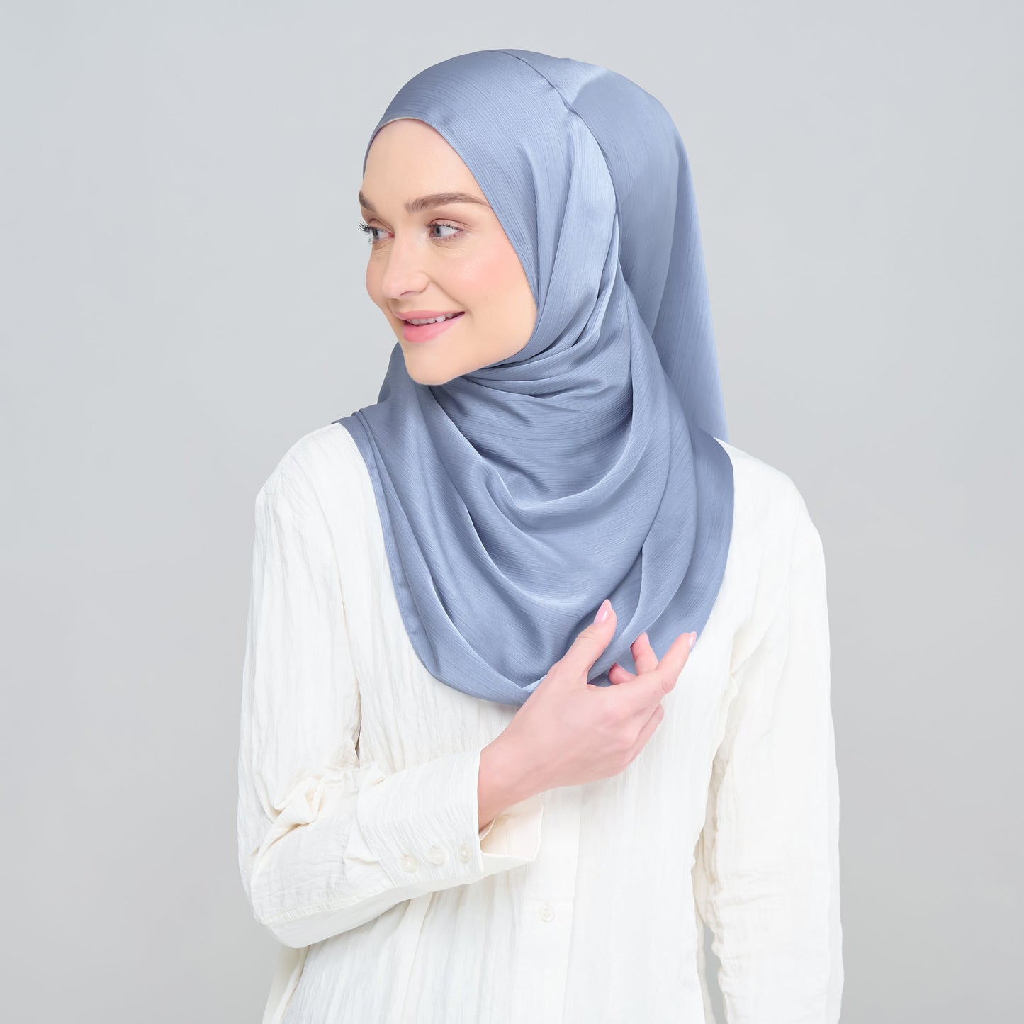[As-Is] Medina Silk Shawl in Titanium Blue