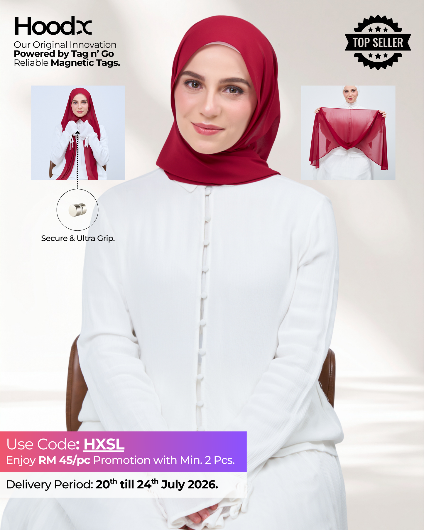 HoodX in Maroon Red