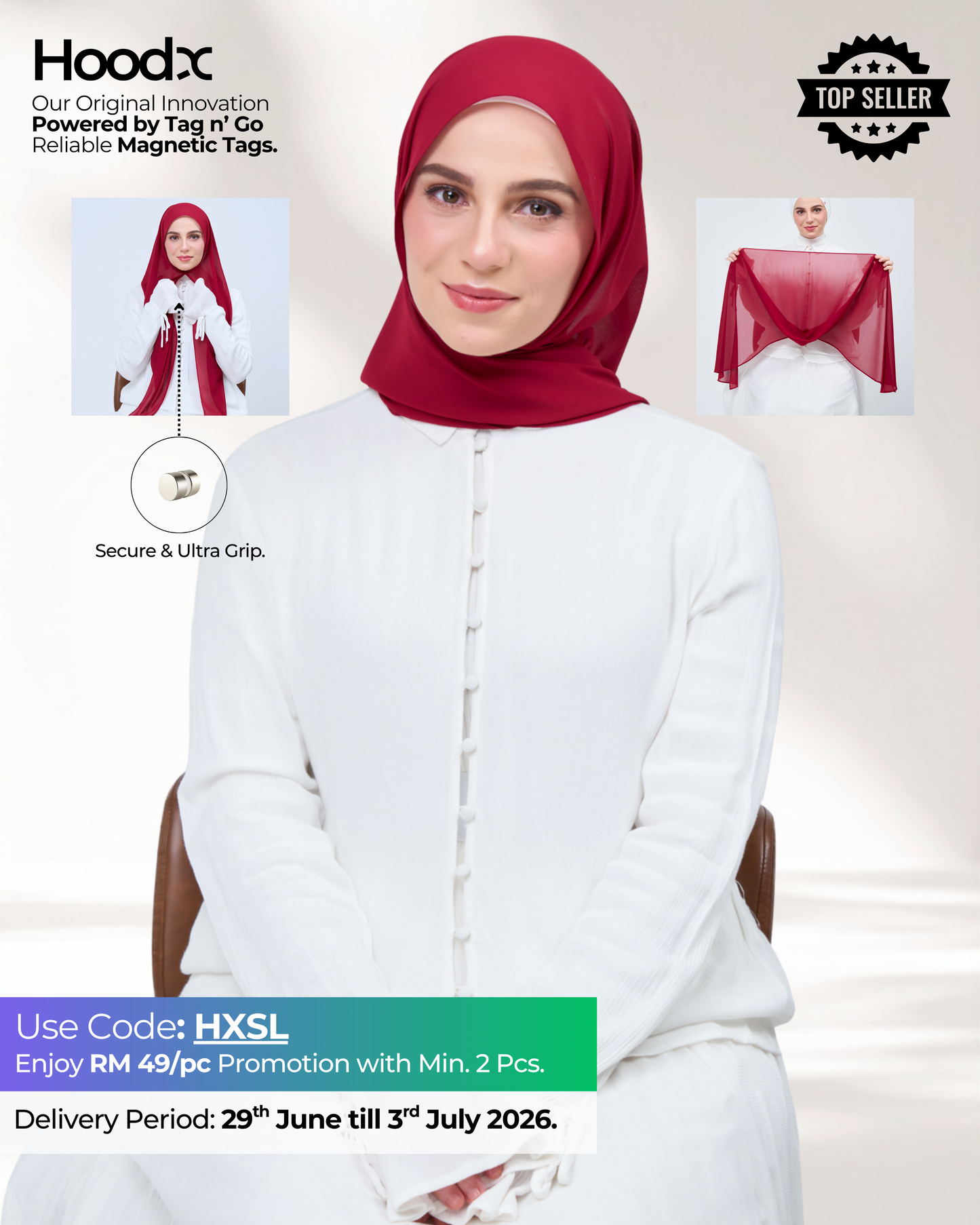 HoodX in Maroon Red