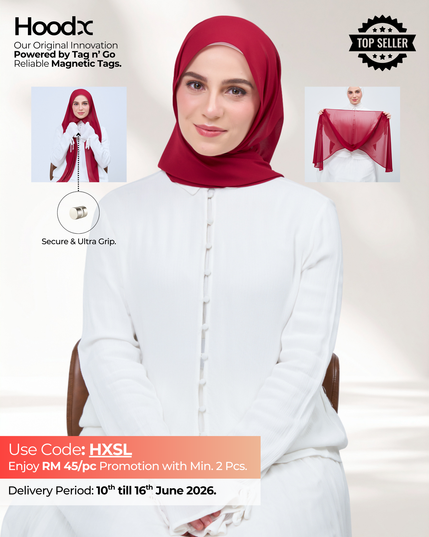 HoodX in Maroon Red