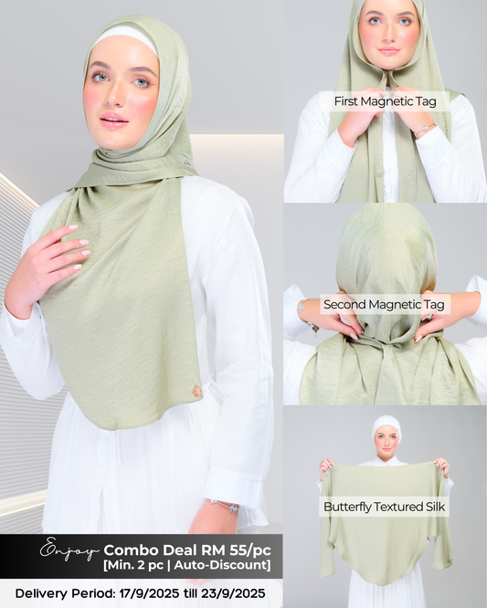 Instant Tag n' Go Butterfly | Textured Silk in Matcha Green