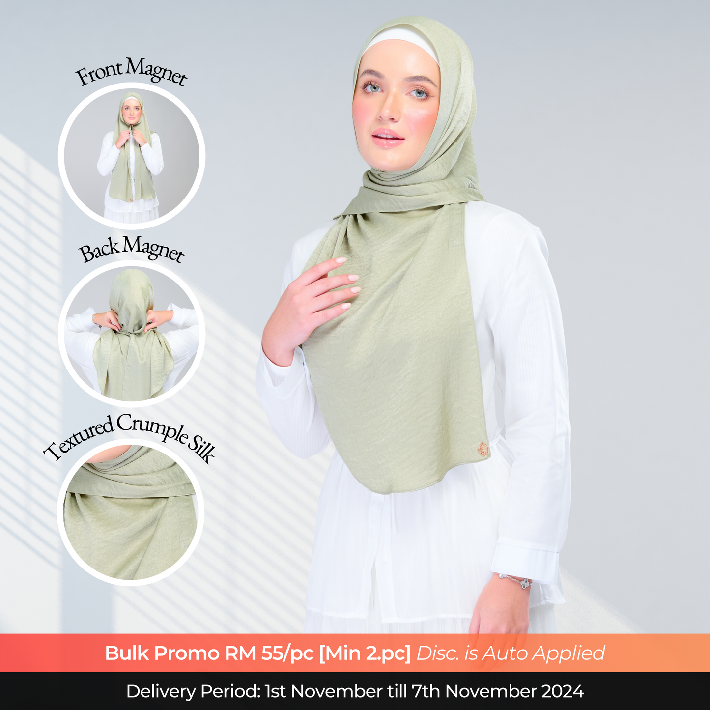 Instant Tag n' Go Shawl | Textured Silk in Matcha Green