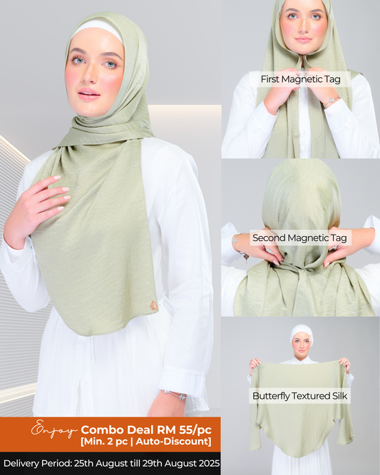 Instant Tag n' Go Butterfly | Textured Silk in Matcha Green