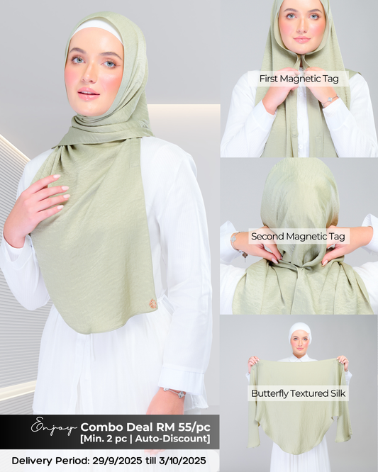 Instant Tag n' Go Butterfly | Textured Silk in Matcha Green