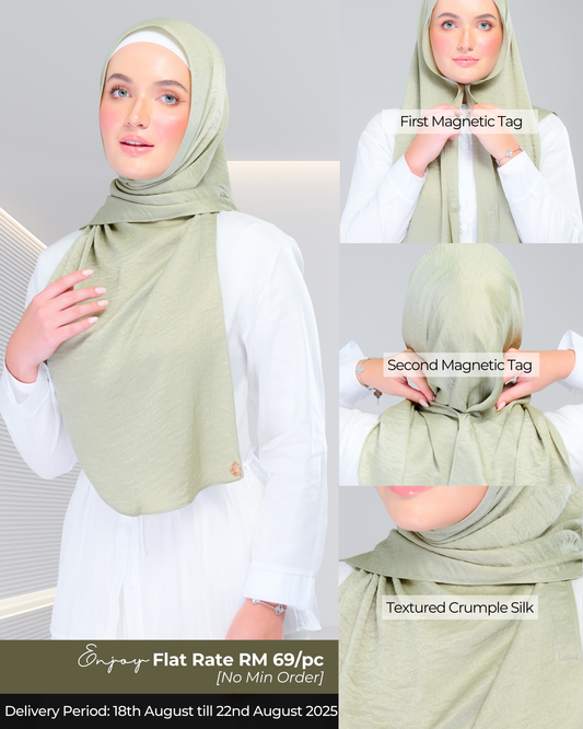 Instant Tag n' Go Shawl | Textured Silk in Matcha Green