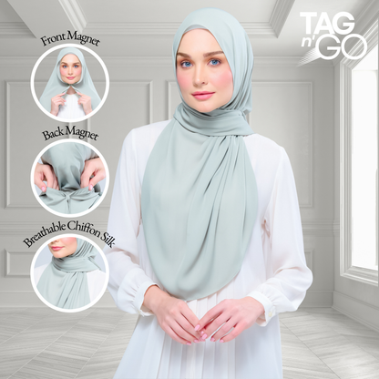 [As-Is] Instant Tag n' Go Shawl l Chiffon Silk in Matcha Green