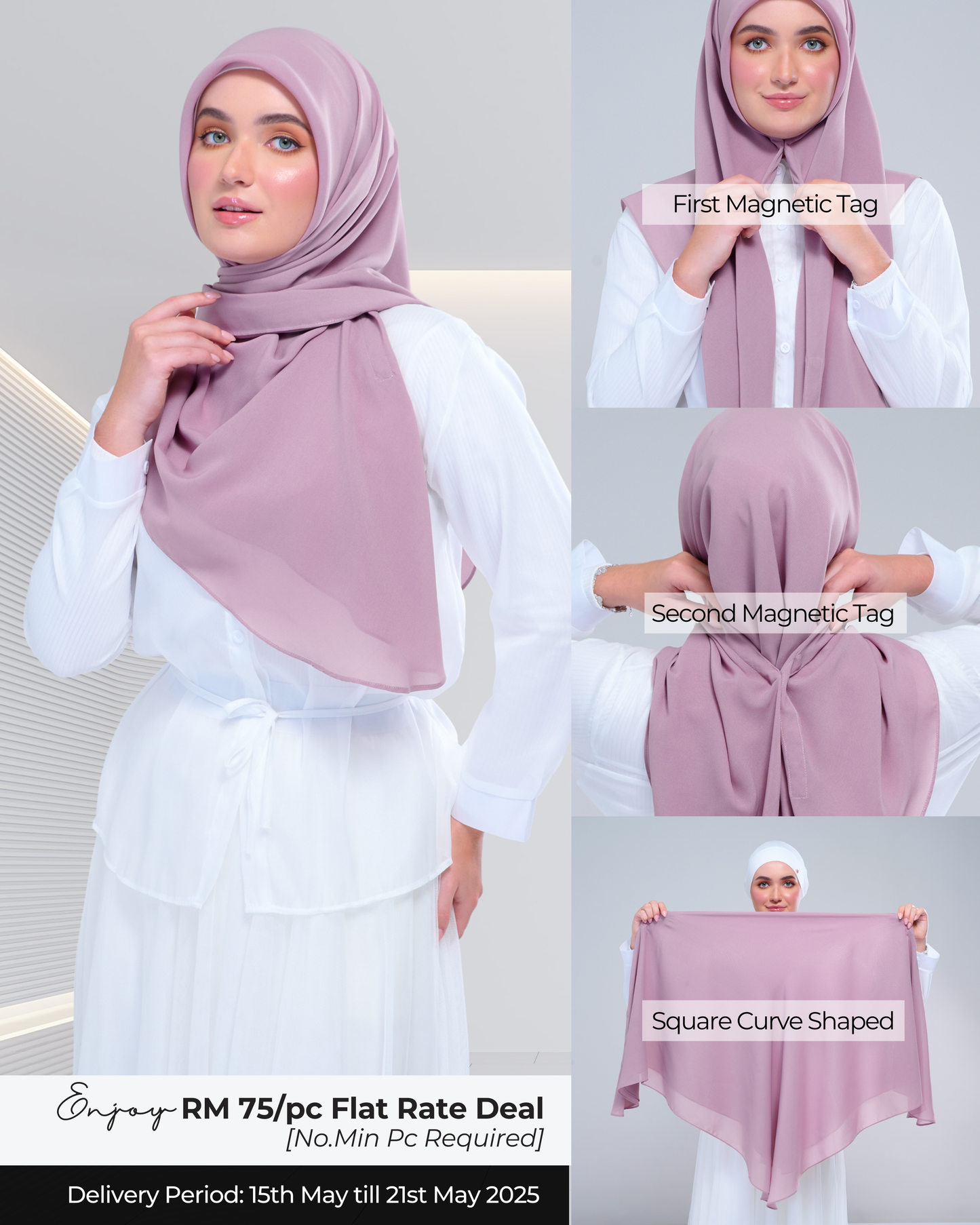 Instant Square Tag & Go l Cotton Voile in Mauve