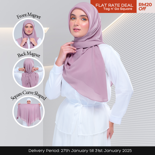 Instant Square Tag & Go l Cotton Voile in Mauve