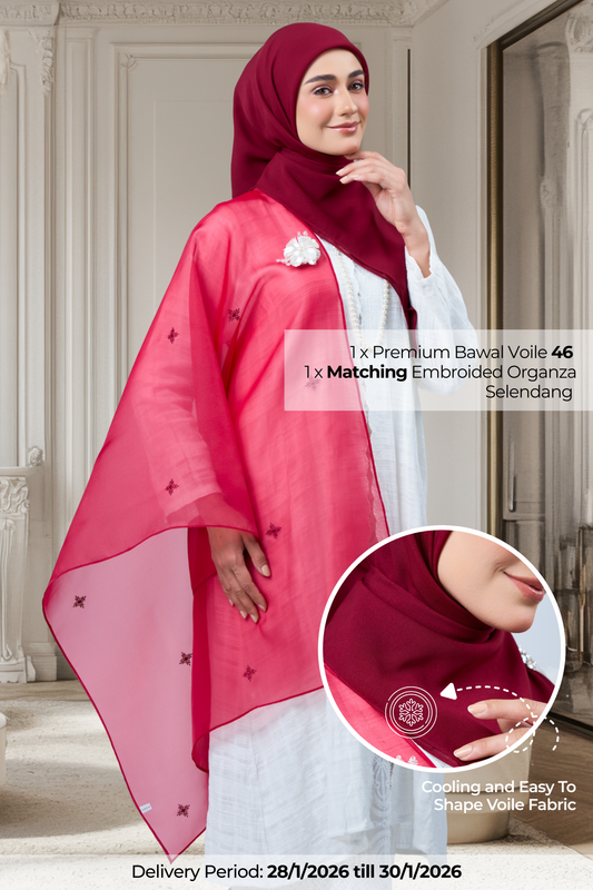 2IN1 Rhea Raya Set in Mawar [Maroon]