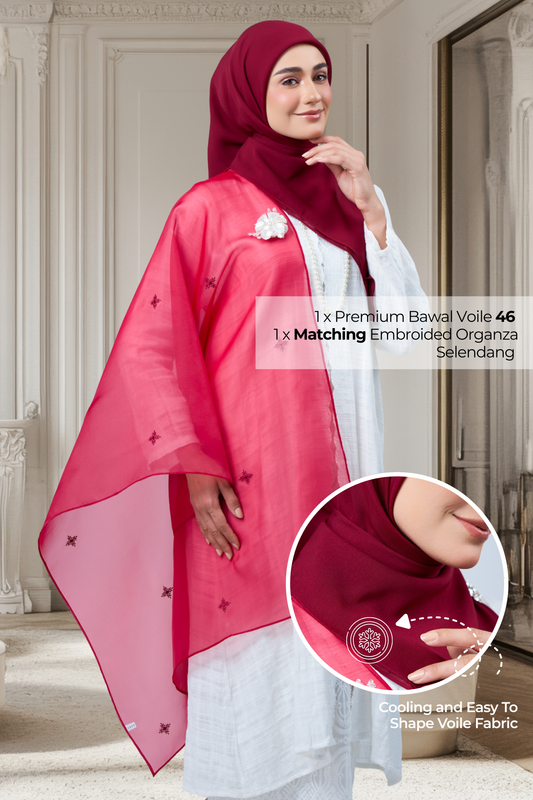 2IN1 Rhea Raya Set in Mawar [Maroon]