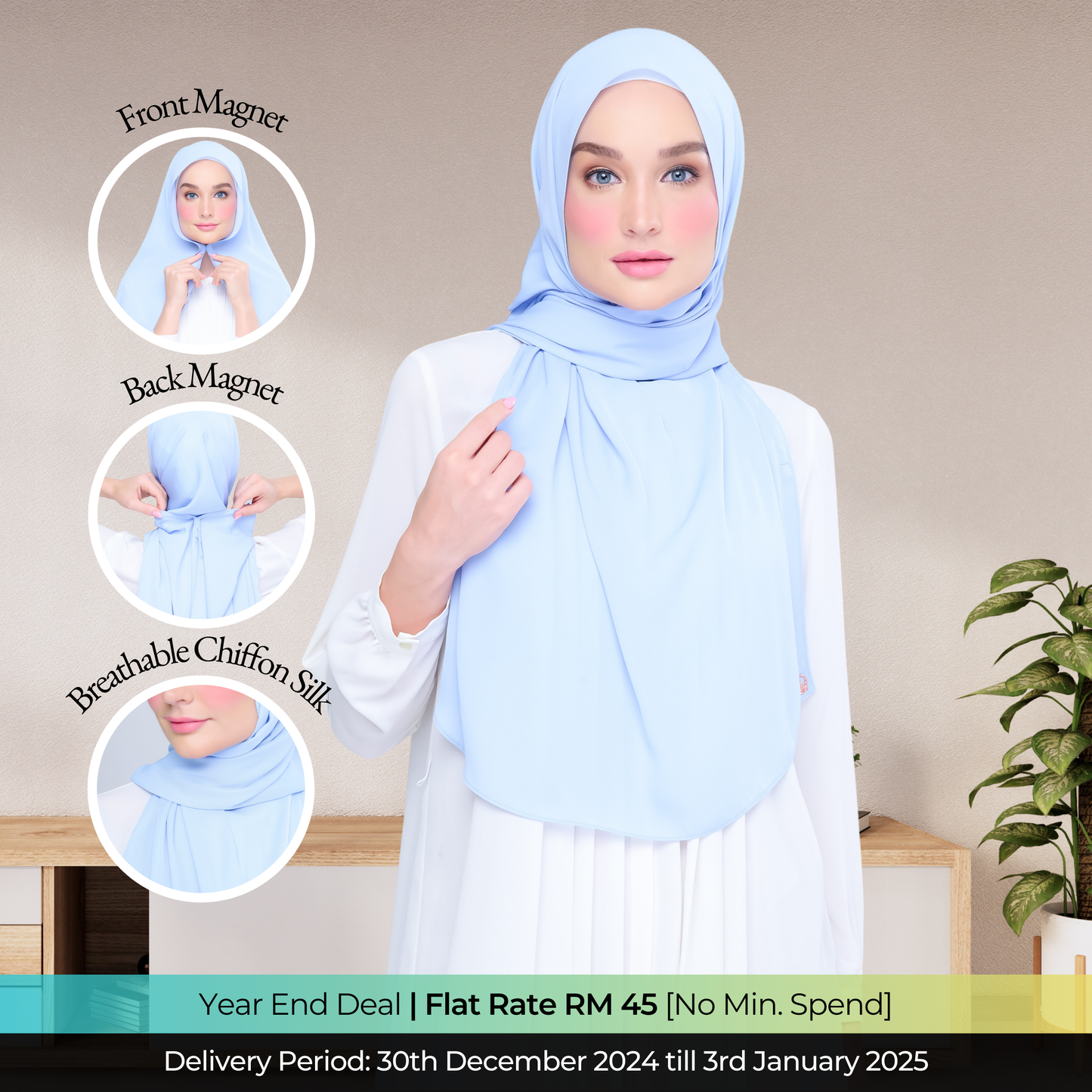 Instant Tag n' Go Shawl l Chiffon Silk 2.0 in Maya Blue