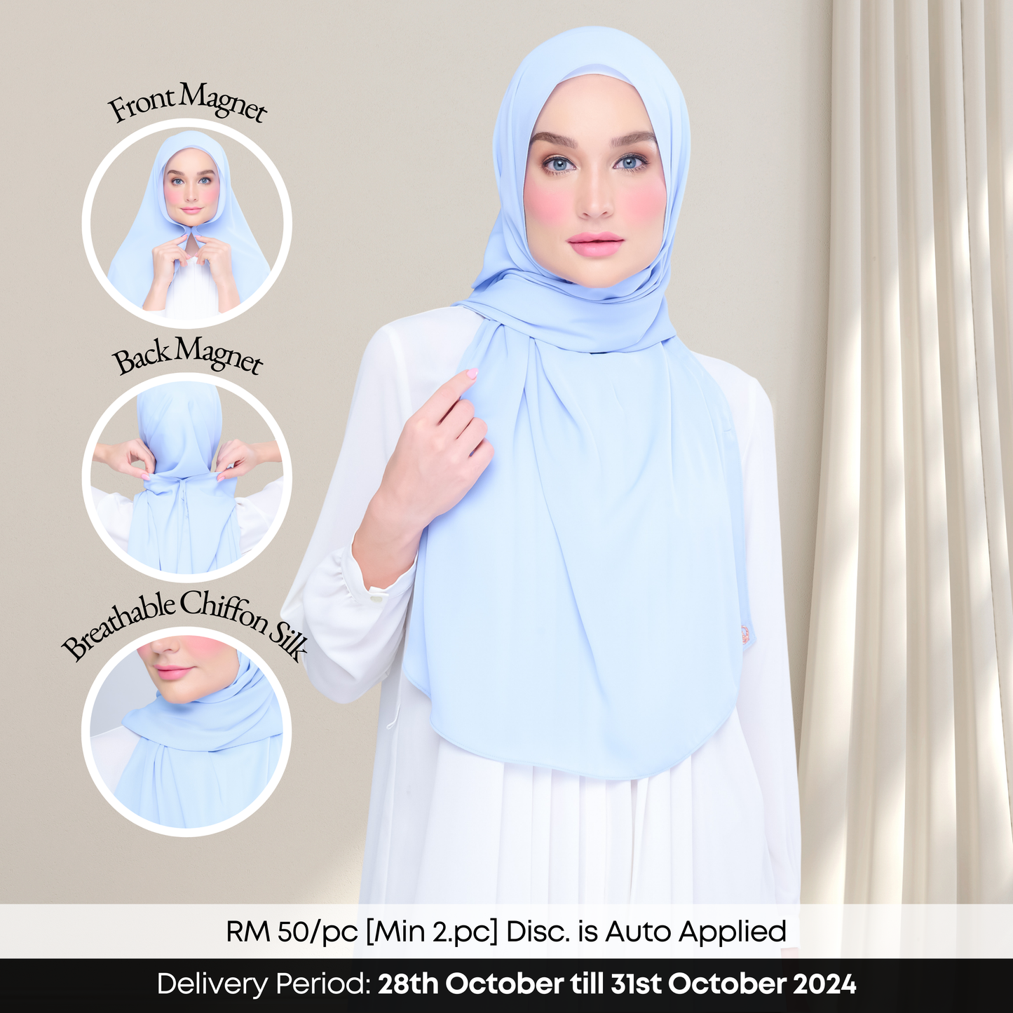 Instant Tag n' Go Shawl l Chiffon Silk 2.0 in Maya Blue