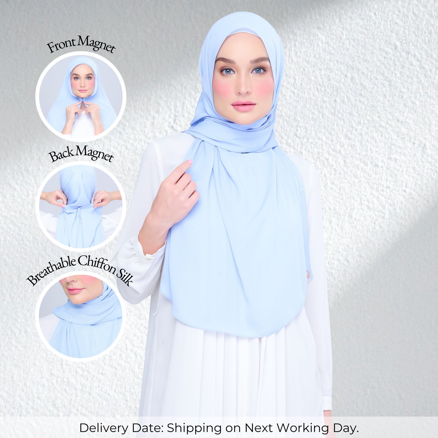 Instant Tag n' Go Shawl l Chiffon Silk 2.0 in Maya Blue