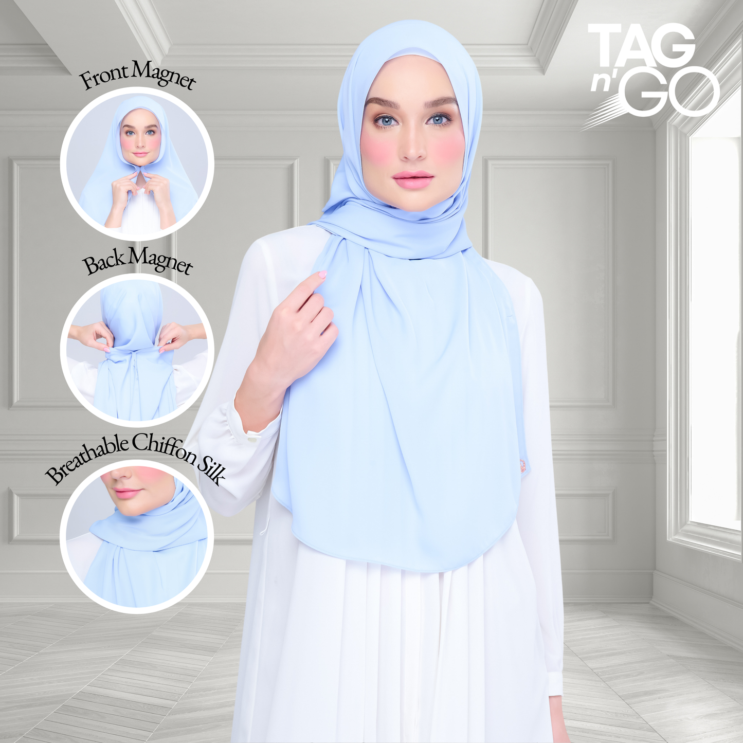 [As-Is] Instant Tag n' Go Shawl l Chiffon Silk in Maya Blue