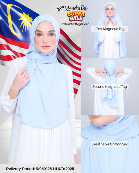 Instant Tag n' Go Shawl l Chiffon Silk 2.0 in Maya Blue