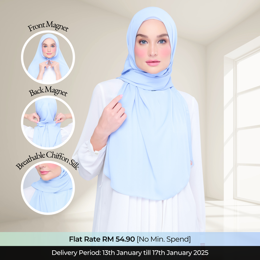 Instant Tag n' Go Shawl l Chiffon Silk 2.0 in Maya Blue