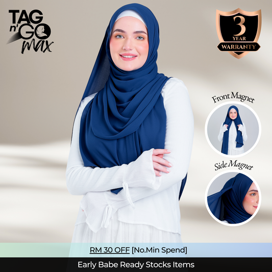 Tag n' Go Max [2M] | Premium Korean Chiffon in Midnight Blue