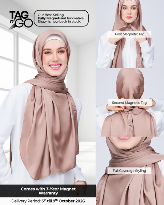 Instant Tag n' Go Shawl | Satin Bulle in Medium Toffee