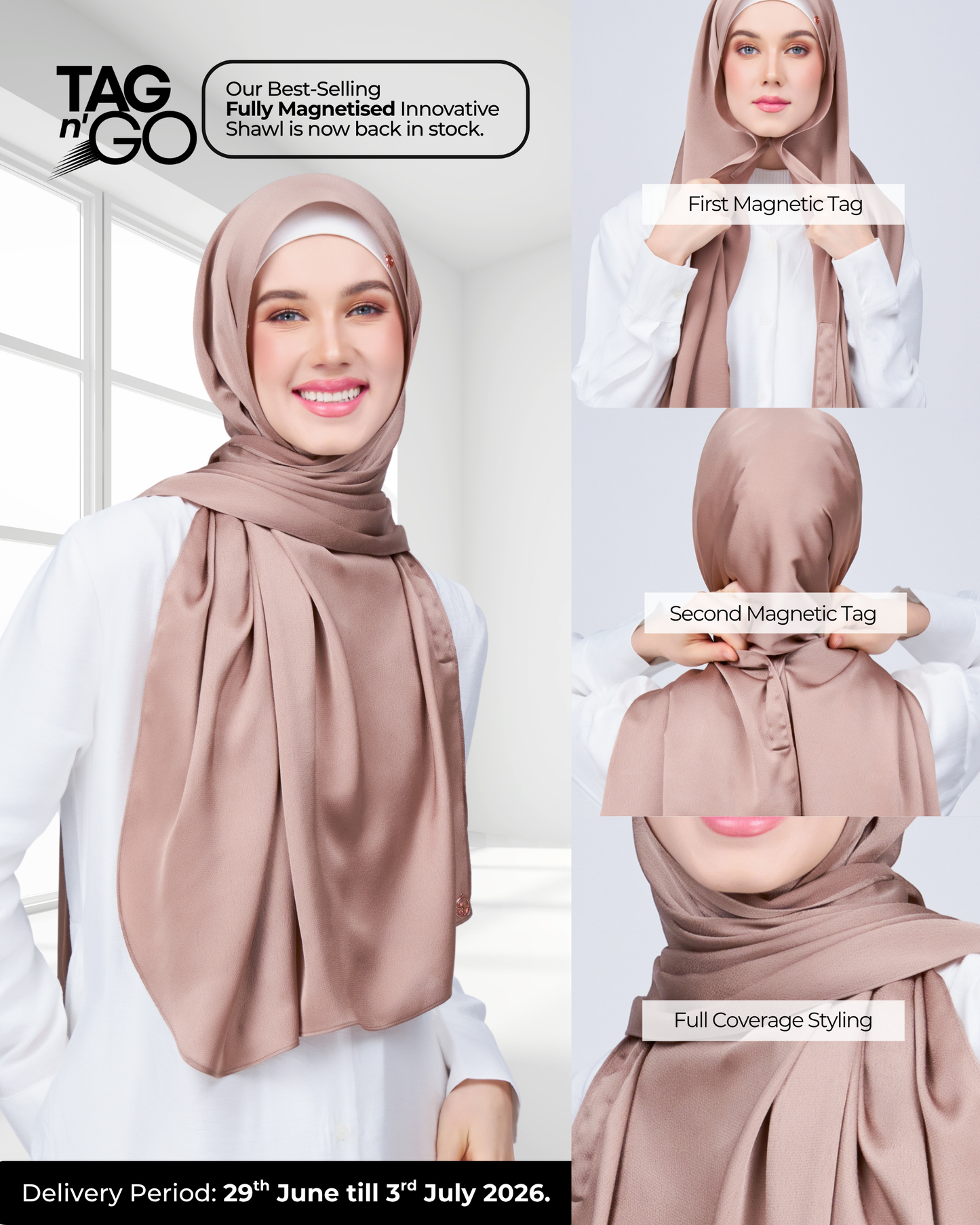 Instant Tag n' Go Shawl | Satin Bulle in Medium Toffee