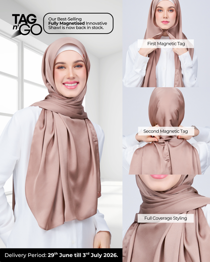 Instant Tag n' Go Shawl | Satin Bulle in Medium Toffee