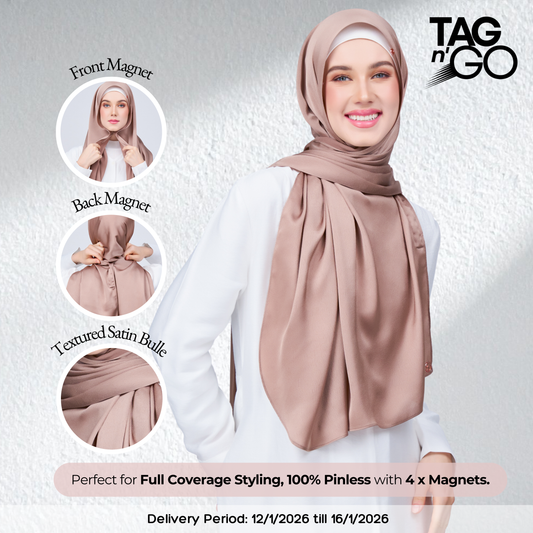 Instant Tag n' Go Shawl | Satin Bulle in Medium Toffee