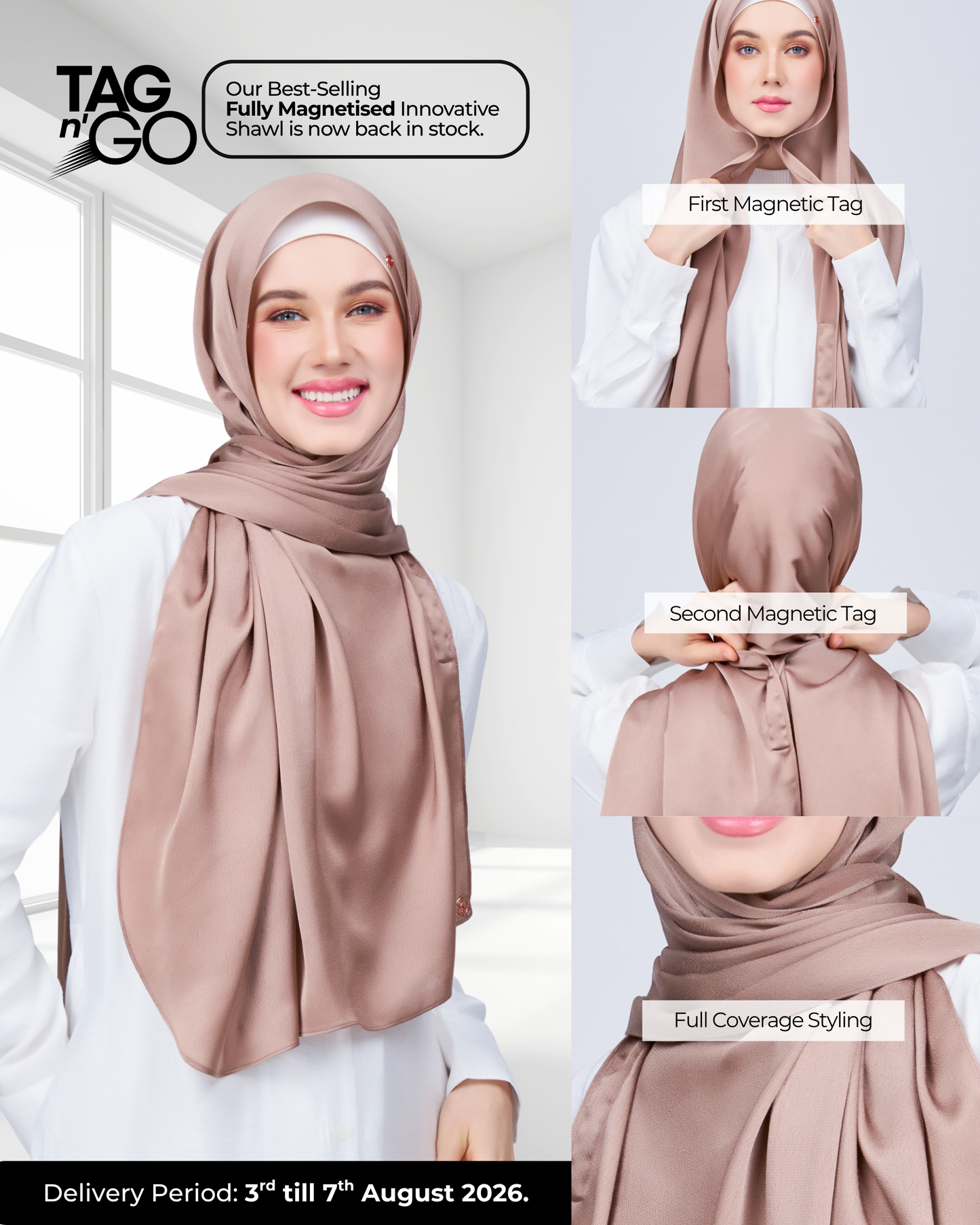 Instant Tag n' Go Shawl | Satin Bulle in Medium Toffee