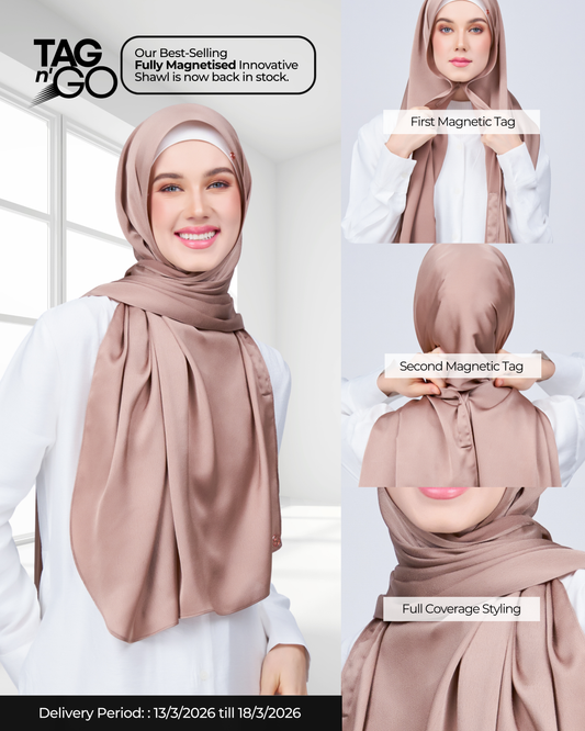 Instant Tag n' Go Shawl | Satin Bulle in Medium Toffee