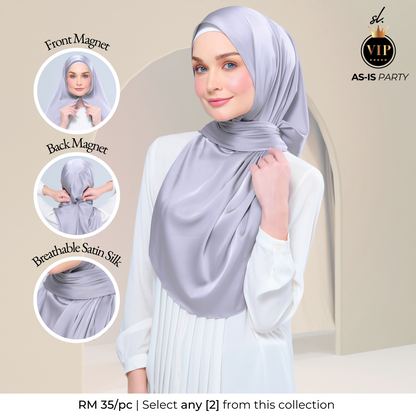 [As-Is] Instant Tag n' Go Shawl l Satin Silk in Metal Grey