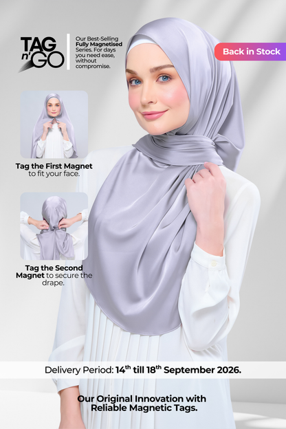 Instant Tag n' Go Shawl  | Satin Silk in Metal Grey
