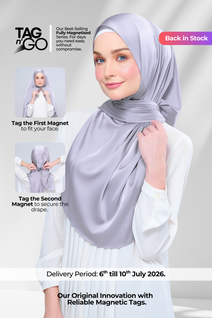 Instant Tag n' Go Shawl  | Satin Silk in Metal Grey