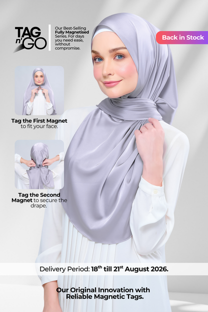 Instant Tag n' Go Shawl  | Satin Silk in Metal Grey