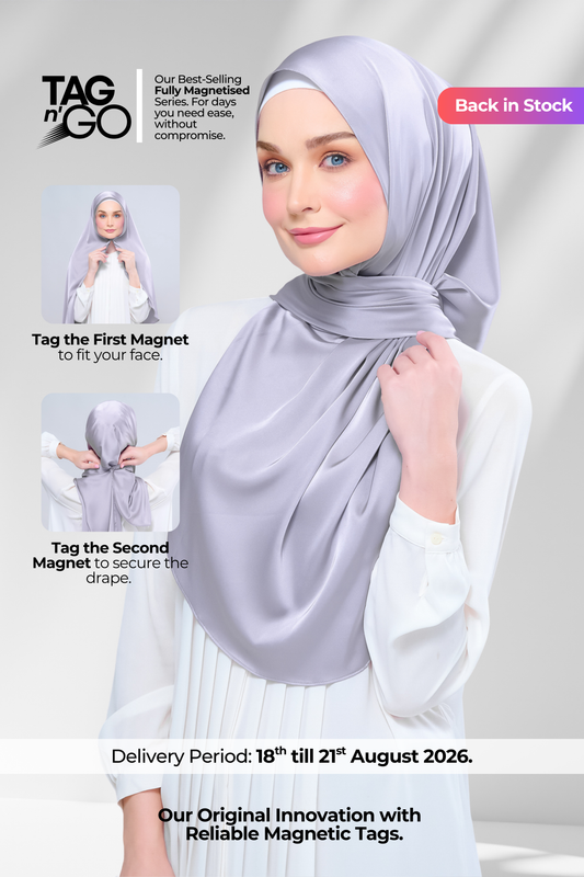 Instant Tag n' Go Shawl  | Satin Silk in Metal Grey